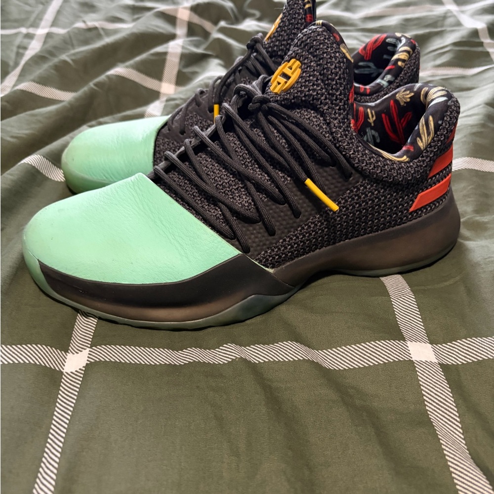 adidas Men's James Harden Vol1 Black and Mint Green Low-Top Sneakers